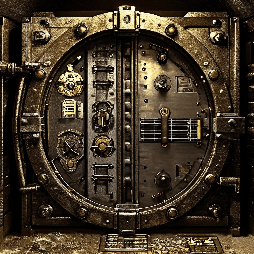 잠들어 있는 동전이 가득한 은행 금고에 증상 확인이라는 큰 라벨이 붙어 있는 모습이다.