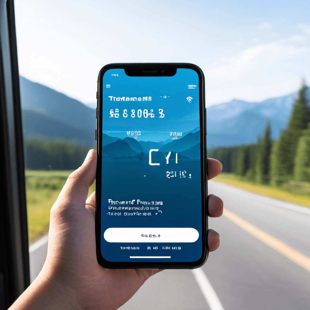 휴대폰 화면에 표시된 여행 앱은 오류 메시지와 더 이상 증가하지 않는 마일리지 카운터를 보여줍니다.